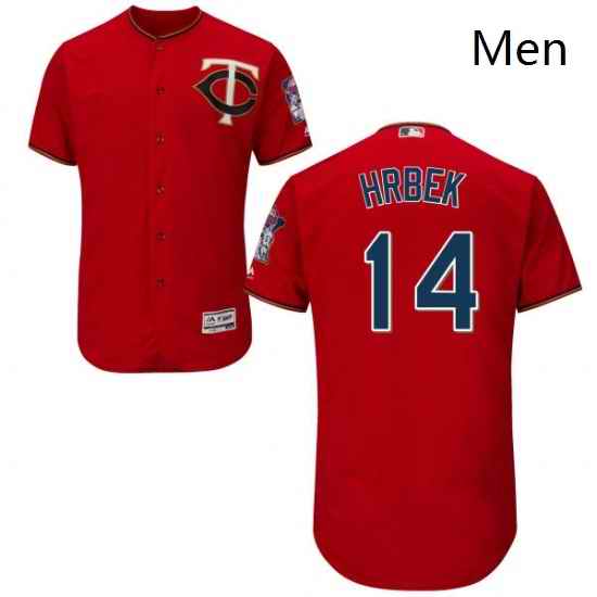 Mens Majestic Minnesota Twins 14 Kent Hrbek Authentic Scarlet Alternate Flex Base Authentic Collection MLB Jersey